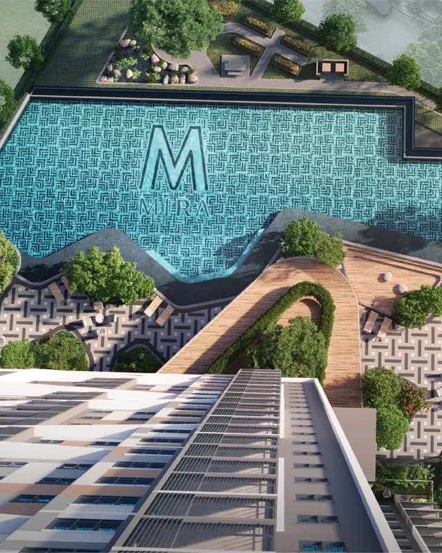 The Level 8 pool deck from above