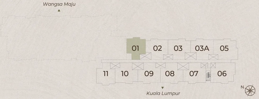 The developer’s Level 8 key plan, marking where Type A1 sits